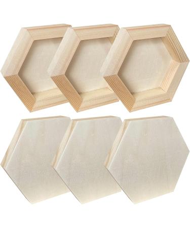 6 Pack 4x4.6 in Hexagon Unfinished Wood Canvas Boards for Painting and Crafts - Buy Online on GoSupps.com