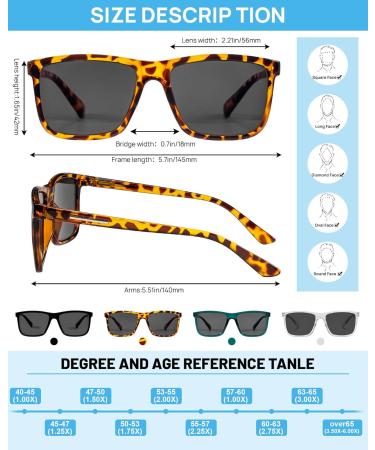AEZUNI Large Reader Sunglasses for Men - 1.5 Full Lens Sun Reading Glasses with UV Protection - Stylish Square Design (Yellow) - Available in Multiple Strengths 1.00 to 3.50 - Buy Online on GoSupps.com