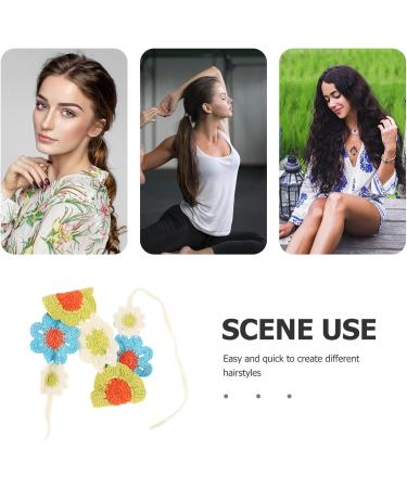 VALICLUD Flower Crochet Headband Boho Knitted Bandana Hair Wrap Farmhouse Vintage Flower Hair Accessory for Women Girls - Buy Online on GoSupps.com