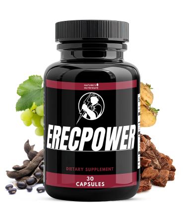 ErecPower 100% Natural Men s Wellness Supplement with Niacin Zinc & Herbal Blend - Made in USA 30 Capsules 1 Month Supply 30 Count (Pack of 1)