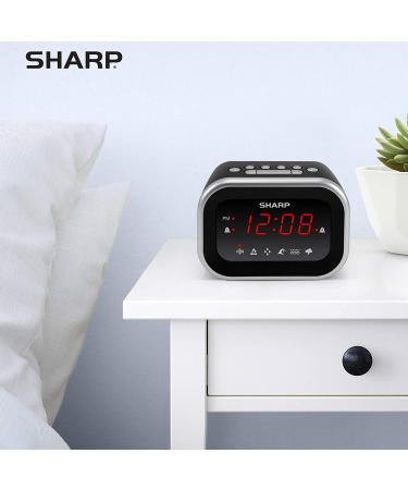 SHARP Dual Alarm Clock Sound Machine with 6 Relaxing Sounds - White Noise, Campfire, Rain, Ocean, Brook, Thunderstorm | Easy-to-Use, Red LED Display - Buy Online on GoSupps.com