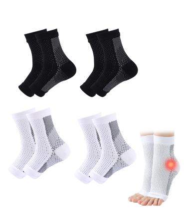 Functional Socks for Neuropathy 4 Pairs Neuropathy Socks Men Plantar Fasciitis Socks Prevent Ankle Injuries Neuro Socks for Men Women Socks for Neuropathy Pain Ligament Damage Sprained Ankle Weak