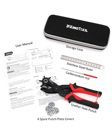 KingTool Leather Hole Punch Set  Super Heavy Duty Rotary Puncher  Multi Hole Sizes Maker Tool Red - Professional Leather Hole Punch Set - Buy Online on GoSupps.com
