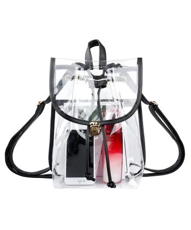 Heavy Duty Clear Backpack Stadium Security Approved Mini Gym Drawstring Bag Black