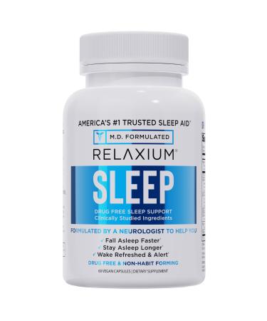 Relaxium Sleep Aid Melatonin with Magnesium Glycinate Valerest & Ashwagandha Non-Habit Forming Sleep Supplement 60 Vegan Capsules 30-Day Supply