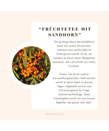  Tea of Dreams Loose fruit tea organic with sea buckthorn apple pieces hibiscus flowers rosehip peel - 60g - Buy Online on GoSupps.com