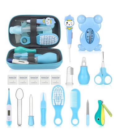 Baby Healthcare and Grooming Kit  Portable Baby Safety Care Set  Baby Essentials kit for Newborn (Blue 18 in 1)