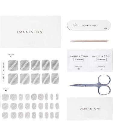 Danni & Toni Half Hardened Gel Nail Films - Silver Moonbeam Cat Eye Stickers | 37 Nail Foil Wraps for Stunning Pedi & Manicure - Buy Online on GoSupps.com