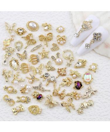 50pcs Gold Nail Charms - Luxury Rhinestones & 3D Alloy Nail Art Accessories for Stunning Nail Designs - Buy Online on GoSupps.com