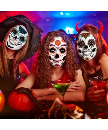 Day of the Dead Sugar Skull Temporary Face Tattoo Kit - 9 PCS Set for Halloween Party Costume - Men and Women - Buy Online on GoSupps.com