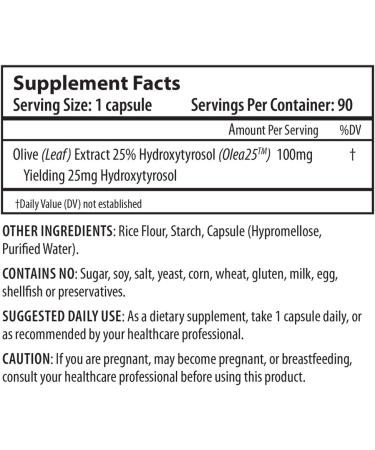 Hydroxytyrosol Extreme with Olea25 by ProHealth - 90 Vegetarian Capsules | Organic Olive Leaf Extract - 90 Count - Buy Online on GoSupps.com