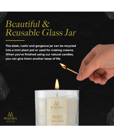 Magma London Bouquet Blanc and Bergamot Vegan Wax Candle - 50 Hours Burn Time | Long Lasting Fragrance - 38cl - Buy Online on GoSupps.com