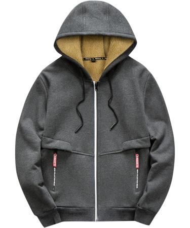Hanxiulin Men's Fleece Jacket | Warm Plush Hooded Sweater | Windproof Winter Coat - Buy Online on GoSupps.com