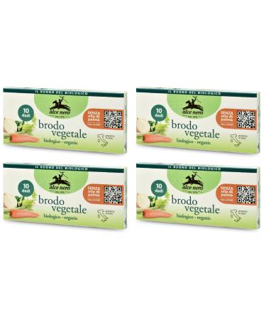 Alce Nero: Lot de 10 cubes de bouillon bio "Brodo Vegetale" 10 g par paquet de 4 Import italien