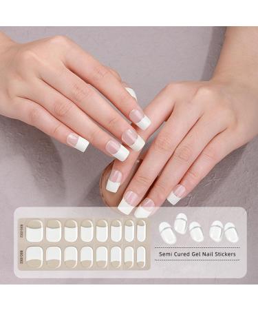  Generisch Semi-cured gel nails semi-cured gel manicure stickers gel nail films French tip nail strips gel nail films that work with UV light for - Buy Online on GoSupps.com