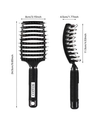 Detangling Brush with Coivos Boar Bristles - Curved Vented Design for Shiny & Healthy Hair - Pink+Black - Ideal for Women, Men, and Kids - Dry and Wet Hair Detangler - Buy Online on GoSupps.com