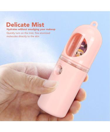 Qukaim Portable Facial Sprayer Nano Mist Sprayer Handheld Portable USB Rechargeable 30ml Cute Mini Face Humidifier for Home Outdoor Pink - Buy Online on GoSupps.com