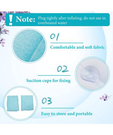 Inflatable Terry Cloth Bath Pillow Set - Neck Support & Spa Comfort in Large and Small Sizes - Blue - Buy Online on GoSupps.com