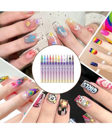 Quick-Drying Gel Nail Polish Pen Kit Easy-to-Use Smudge-Proof Pens Versatile Fine Markers | Creative Nail Art Canvas Art DIY Home Projects - Buy Online on GoSupps.com