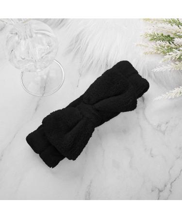 Women's Molain Spa Headband - Black Bowknot Coral Fleece Elastic Hair Band for Makeup, Face Washing, Shower, Sports - Beauty Skincare Accessory - Buy Online on GoSupps.com