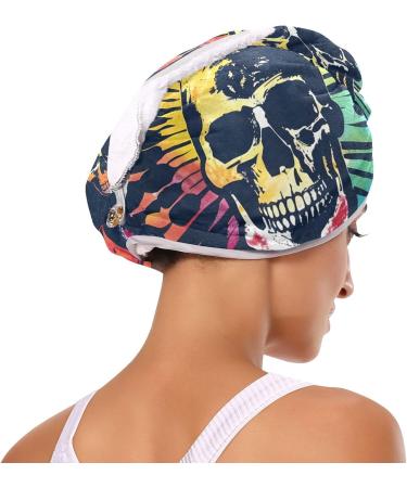Tie Dye Spiral Skull Hair Towel 2 Pack | Super Absorbent Quick Dry Hair Turbans for Women & Girls - Buy Online on GoSupps.com