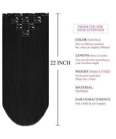 Black Hair Extension Clip Hair Extensions 22" Straight Black Fake Hair Pieces 18" Wavy Women's Wig Fluffy&Not Tangled Synthetic Cheap Silver Dark Brown Blonde Grey White 4.8 oz SYXLCYGG 1 Count (Pack of 1) (7pcs-Straight)D - Buy Online on GoSupps.com