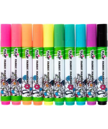 Tulip Permanent Neon Fabric Brush Tip Markers - Set of 10 - Buy Online on GoSupps.com