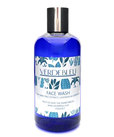 Verdebleu - 99% Natural - Purifying Face Wash - Lavender Geranium. No Sulfates/Parabens No Soap. pH 5.5 Sensitive Skin. We Donate 5% of Profit to Help Save the Rainforests. 250ml