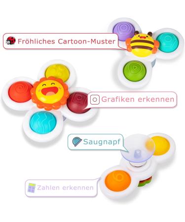 Winstico Suction Cup Toy Set | 3-Pack Fidget Sensory Water Toys for Toddlers 18+ Months | Fun Cartoon Baby Toys - Buy Online on GoSupps.com