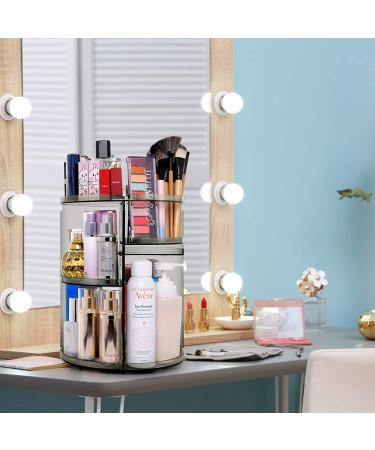 360 Degree Rotation Makeup Organizer Gray | Lazy Susan Cosmetics Storage Shelf | Rotating Display Rack for Countertop | Bathroom Counter Organizer - Buy Online on GoSupps.com