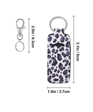 Cow Print Lipstick Holder Keychain Sleeve Set with 10 Metal Chains - Leopard Style - Buy Online on GoSupps.com