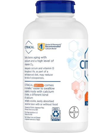Citracal Petites Calcium Citrate & Vitamin D3 | 400mg Calcium, 500 IU D3 - Bone Health Supplement, Easy-to-Swallow Caplets, 375 Count - Buy Online on GoSupps.com