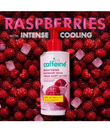 MCafeine's Brightening Body Sunscreen Lotion SPF 50 PA+++ Instant Cooling De-tan Body Lotion with Vitamin C Rich Raspberries & Niacinamide 200ml - Buy Online on GoSupps.com