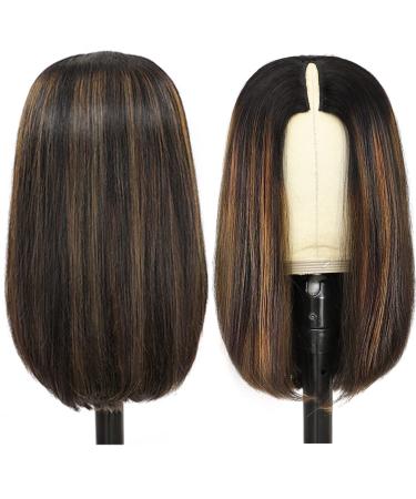 Goldfinch Ombre V Part Bob Wig | Human Hair Highlight Blonde | 12 Inch 150% Density | Beginner Friendly Half Wig - Buy Online on GoSupps.com