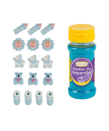 G nthart 16 sugar figures for baptism & baby shower with blue sprinkles - Buy Online on GoSupps.com