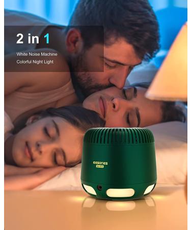 White Noise Sound Machine with Night Light & Speaker - 24 Soothing Sounds for Nursery, Office, Home - Green - Buy Online on GoSupps.com