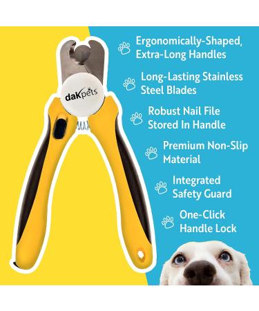 Dakpets Professional Dog Nail Clipper - Safety Lock Protective Guard & Free Nail File for Medium & Large Breeds - Buy Online on GoSupps.com