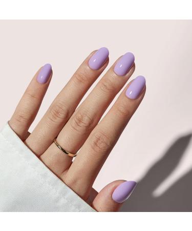 BTArtbox Short Purple Press On Nails - Reusable Oval Fake Nails with Glue | 16 Sizes Available - Orchid Collection - Buy Online on GoSupps.com