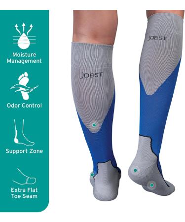 JOBST Unisex Sport Knee High Compression Socks 15-20 mmHg | Athletic Small Blue/Grey - Shipping Worldwide - Buy Online on GoSupps.com