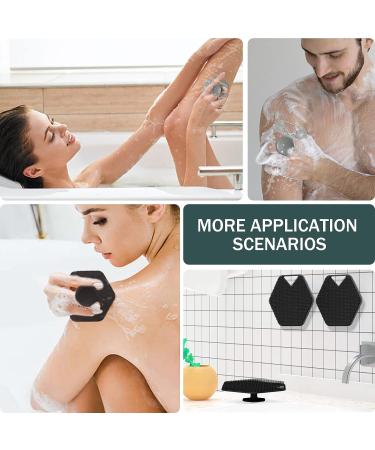 Silicone Exfoliating Body Scrubber with Storage Hooks - No-Slip Handle - Bath Accessories - Black - Buy Online on GoSupps.com
