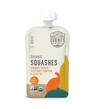 Serenity Kids 6+ Months USDA Organic Veggie Puree Baby Food Pouches | No Sugary Fruits or Added Sugar | Allergen Free | 3.5 Ounce BPA-Free Pouch | Squashes | 1 Count Squashes 3.5 Ounce (Pack of 1)