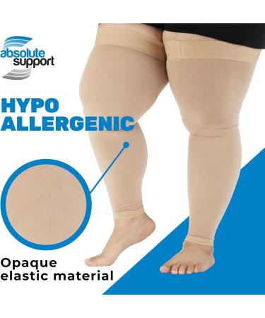 Absolute Support 7XL Extra Large Compression Thigh High Socks - 20-30mmHg Unisex Stockings for Pregnancy & Travel - Beige - Buy Online on GoSupps.com