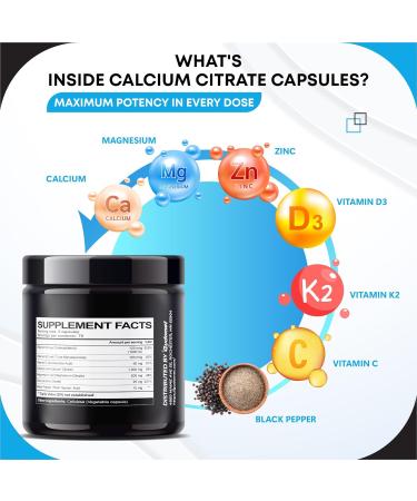 High-Absorption Calcium Citrate with Vitamin D3 & K2 - Supports Bone Muscle & Nerve Health - 150 Capsules 150 count (pack of 1)_ - Buy Online on GoSupps.com