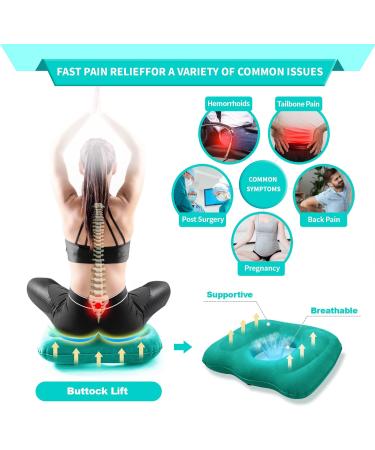 Inflatable Donut Pillow Adjustable Butt Cushion Seat for Long Sitting to Helps Relieve Pressure from Hemorrhoid Treatment Tailbone Pain Coccyx Pain Sciatica Postpartum (Pink) (green) - Buy Online on GoSupps.com