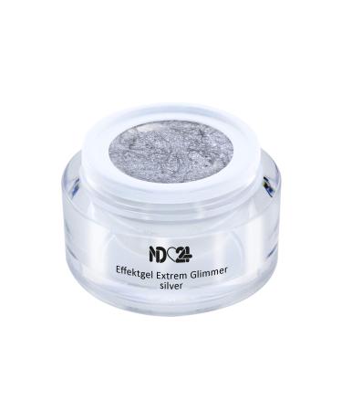 Uv Led Effect Gel Extrem Glimmer Silver - Silver - Studio Quality - Made In Germany - 5ml