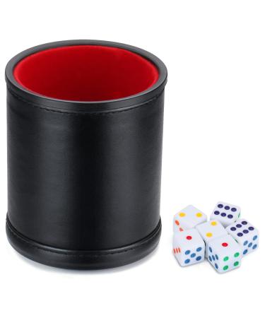 Vuwuma Felt Lined Professional Dice Cup - with 6 Dice Quiet for Yahtzee Game1