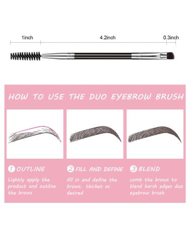 12-Pack Duo Eyebrow Brush Set - Spoolie and Angled Brow Brushes - Mini Eyelash Brush for Tinting - Suitable for Cream Gel - Silver - Buy Online on GoSupps.com