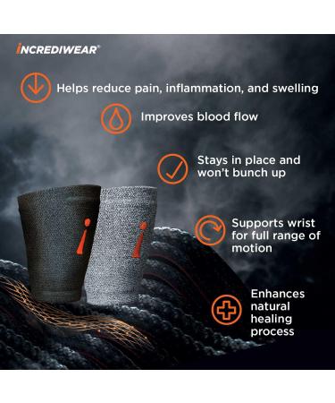 Incrediwear Wrist Sleeve Brace for Men and Women - Swelling and Joint Pain Relief - Grey S/M - Buy Online on GoSupps.com