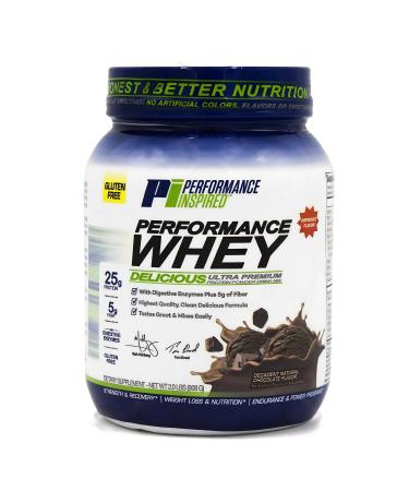 Performance Inspired Nutrition WHEY Protein Powder - All Natural - 25G - Contains BCAAs - Digestive Enzymes - Fiber Packed - Decadent Natural Chocolate 2 Pounds Decadent Natural Chocolate 2 Pound (Pack of 1)