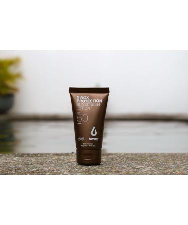 SWOX Sunscreen Lotion SPF 50 - Waterproof Sun Protection for Face & Body | Mineral Titanium Dioxide & Vitamin E - Travel Size 50ml for Outdoor Sports - Buy Online on GoSupps.com
